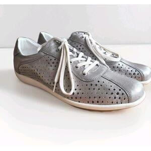 Josef Seibel Viola 09 Womens EUR‎ 42 Silver Perforated Leather Sneaker Shoes NEW